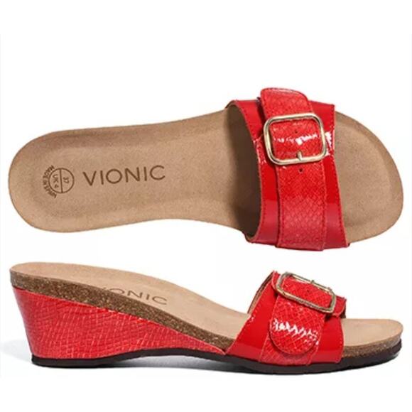 Vionic 381Ariana Red Sandals Womens Sz 9 /40 - Picture 1 of 9